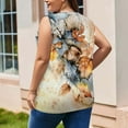 thumbnail image 3 of GIPQJK Womens Tank Tops Plus Size Deep V Neck Sleeveless Shirt Casual Loose Fit Floral Print Summer Tees Blouses with Pockets,Orange L, 3 of 5