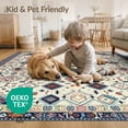 thumbnail image 4 of ODIKA 3'x5' Washable Accent Rug Pet Friendly, Non-Shedding Mat Boho Large Trellis Vintage Oushak Cream Farmhouse Bohemian Medium for Bedside, Nursery Room, 4 of 7