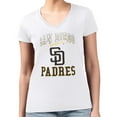 thumbnail image 4 of Women's G-III 4Her by Carl Banks White San Diego Padres Super-Slim Fit Lightweight Team Logo Graphic V-Neck T-Shirt, 4 of 5
