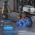 thumbnail image 4 of RubiQ Sports 34 MPH Electric Scooter for Adults, 1600W Dual Drive 48V 18.2Ah 45 Miles Foldable Sport Scooter w/ Seat & Box Max Load 264Lbs, 4 of 6