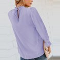 thumbnail image 4 of Top de mujer con diseño de tejido de gasa de Color puro con correa trasera, blusa con mangas abullonadas para vacaciones de otoño, morado XXL, 4 of 6