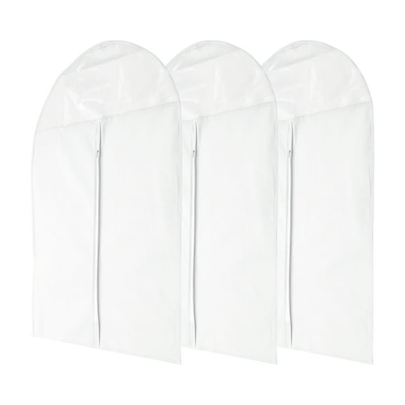 Unique Bargains 3 Pcs Dustproof Thickened Garment Bag White 35.43"x23.62"