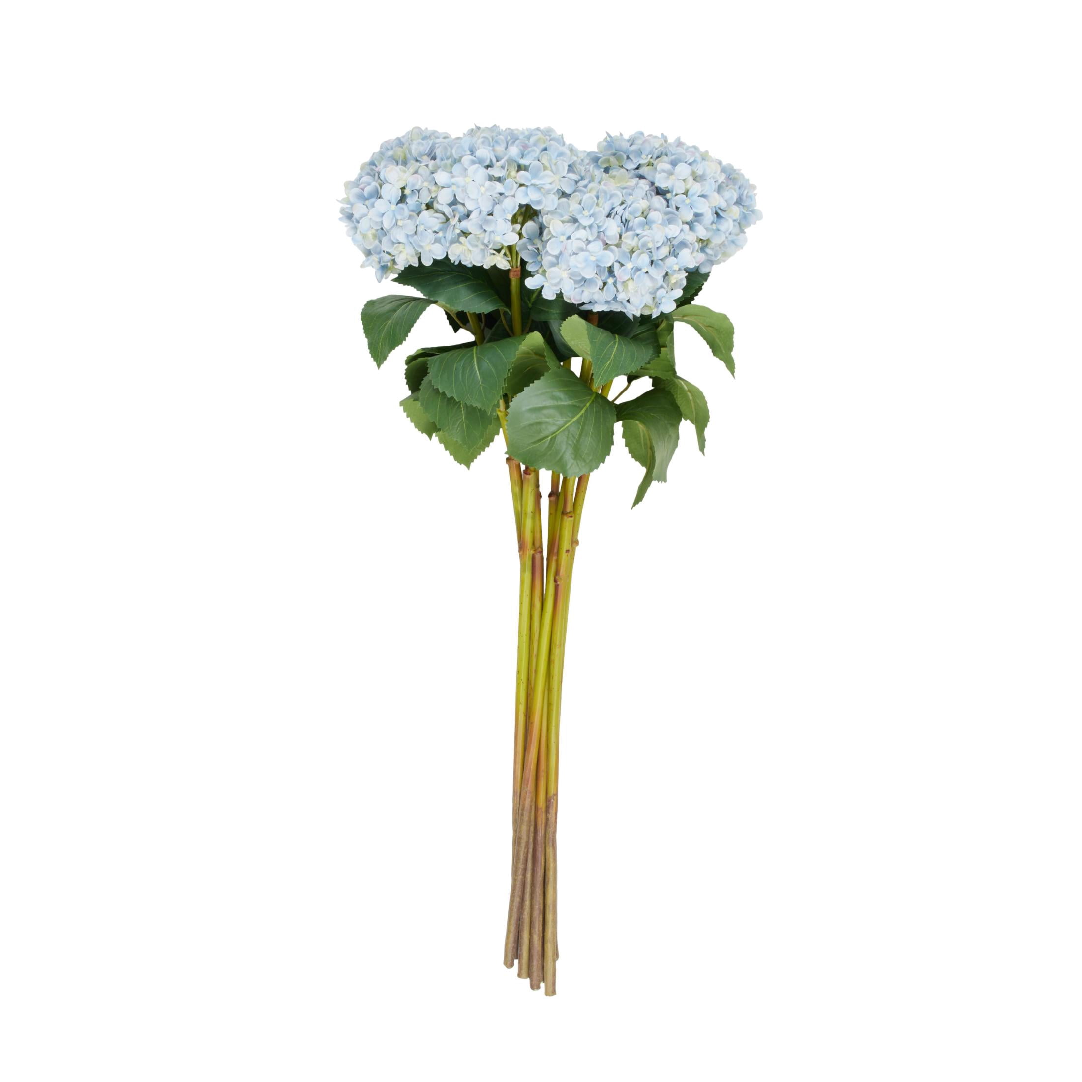 33" Plastic Floral Tall Hydrangea Artificial Flower Stem, by DecMode (8 Count)