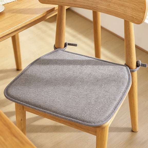 Topukaiba Lightweight Friendly Woven Fabric Dining Chair Cushion, U-Shape Foam Comfortable Chair Pad for Kitchen, Slip Resistant Indoor Seat Cushion with Fixed Rope,15.7"x15.7",Gray