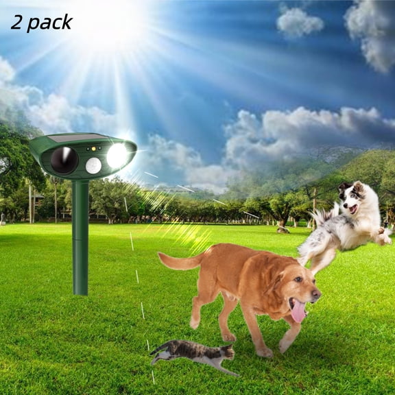 JahyElec Solar Ultrasonic Animal Repellent,2 Pack Cat Deterrent Outdoor Deer Repellent Devices Motion Detection Strobe Light Waterproof Squirrel Skunk Raccoon Dog Rabbit Deterrent for Garden Yard