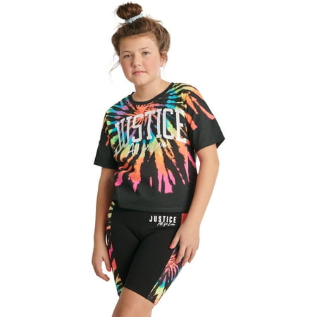 Justice Girls Boxy Oversized T-Shirt & Bike Short Outfit Set MEDIUM