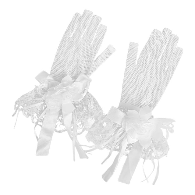 Minkissy 1 Paire de Gants de Robe de Mariée Tricotés en Dentelle Florale Beige Accessoires de Mariée