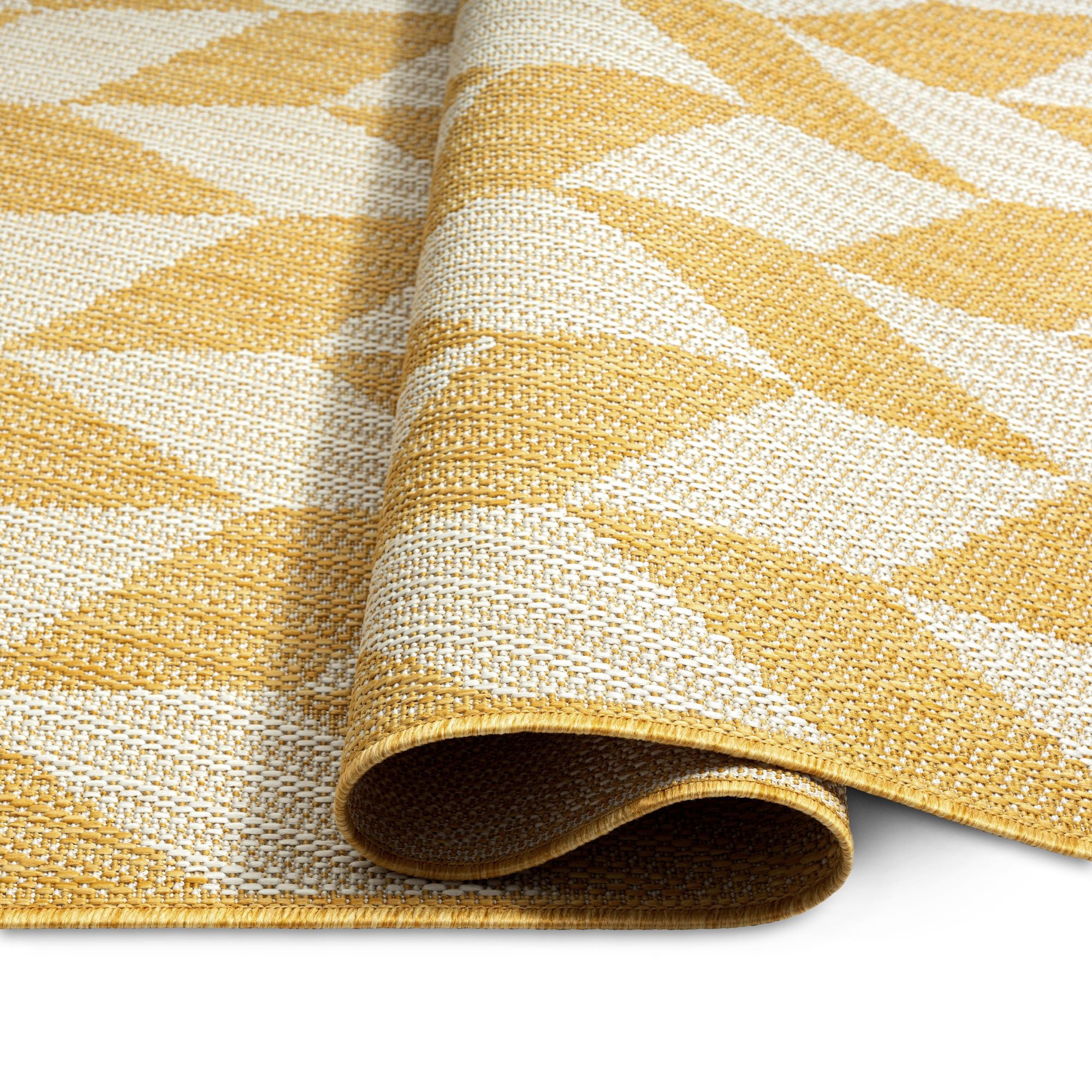 Nicole Miller New York Patio Country Calla Contemporary Herringbone Indoor/Outdoor Area Rug, Yellow/Cream, 6'6"x9'2"