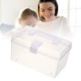thumbnail image 1 of Grande Capacité Boîte de Rangement Transparente Organisateur Portable pour Bureau à Domicile, 1 of 7