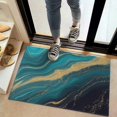 thumbnail image 2 of Blue and Gold Marble Pattern Washable Non Slip Indoor Door Mat, Decorative Entry Rug for Entrance, Bedroom, Kitchen, Bathroom, 20"x32", 2 of 6