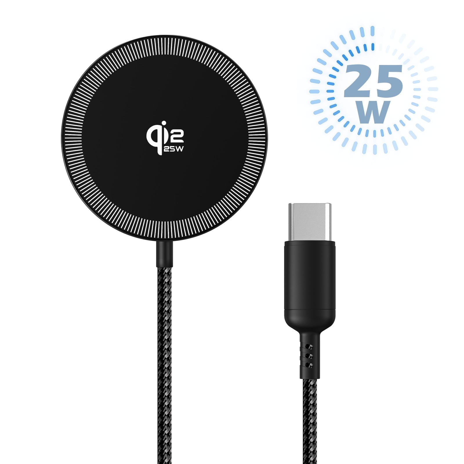 Wireless Charger, Charging Pad for iPhone 17 16 15 13 14 12 Series, 25W Fast Qi2.2 Magnetic Portable Charger for AirPods 4 3 2, Strong Magnet, Ideal for Travel Home Office, Black(1 Pack)