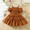 thumbnail image 2 of TOOYOU Girls Dresses Toddler Tutu Dress Tulle Ruffles Solid Princess Wedding Party Dresses Sundress Wedding Attire Sundress Sweet Girl Elegant Sundress ,Size 5-6 Years , Brown, 2 of 4
