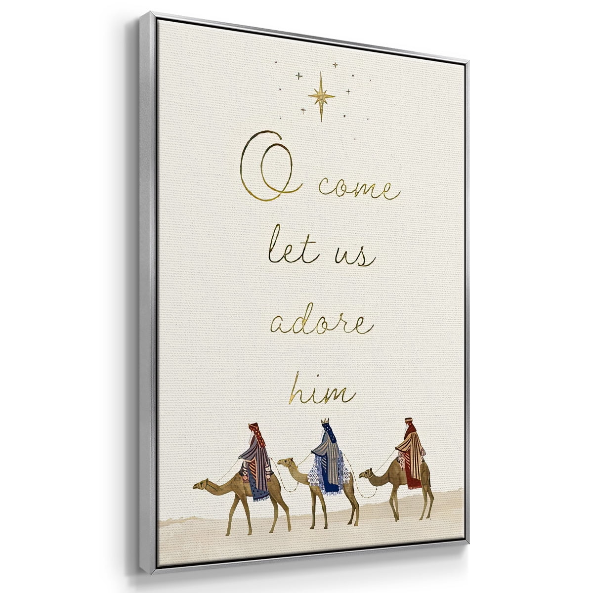 Away in a Manger Collection B - Framed Gallery Wrapped Holiday Canvas - 25 x 37 - Silver Frame