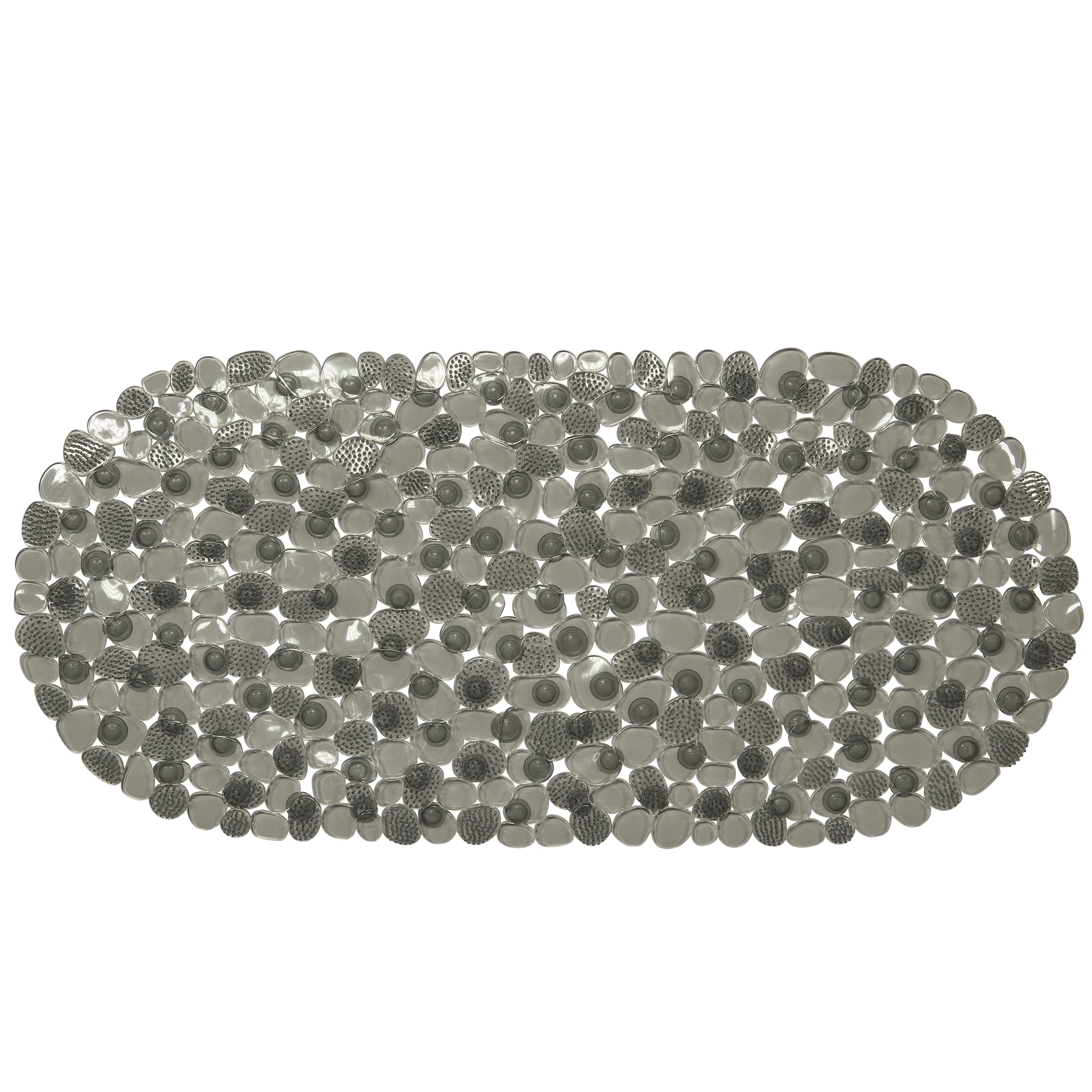 Mainstays Pebble Scrubber Bath Mat, Grey, 13.58" x 27.40" Oval