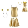 thumbnail image 7 of iiniim Alien Costume for Girls Metallic Dress Alien Holographic Cami Top with Pleated Skirts and Hair Hop Gold 14, 7 of 7