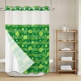 thumbnail image 6 of No Hook Shower Curtain with Snap in Liner, St. Patrick's Day Spring Bright Green Clovers Waterproof Fabric Bathroom Curtain Mesh Top Window, Plant on Stripe Shower Curtains 48x72in, 6 of 9