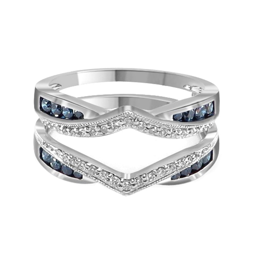 Jewel Zone US Blue & White Natural Diamond Wrap Guard Enhancer