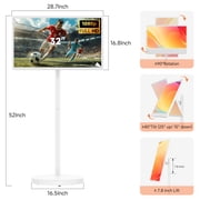 32-Inch Portable TV with Touch Screen ,8GB RAM + 128GB Storage, 1080P Full HD Portable Monitor with Built-in 8-Hour Battery, Android 15 OS, Rolling TV on Wheels, Remote Control