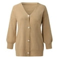 thumbnail image 6 of idosla Women's Cardigan Sweaters 2025 Fall Open Front Oversized Button V Neck Loose Soft Knit Outwear (Khaki, L), 6 of 9