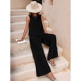 thumbnail image 6 of Women'S Summer 2 Piece Outfits Sleeveless Top Wide Leg Pants Lounge Beach Travel Sets Black XL, 6 of 9