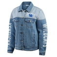thumbnail image 2 of Women's WEAR by Erin Andrews Denim Kentucky Wildcats Sleeve Hit Colorblock Button-Down Denim Jacket, 2 of 5
