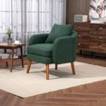 thumbnail image 2 of Mid-Century Accent Chair with Back Pillow, Teddy Fabric Upholstered Barrel Chair with Padded Cushion, Comfy Single Sofa with Wood Frame, Leisure Armchair for Living Room Bedroom Office, Emerald, 2 of 9