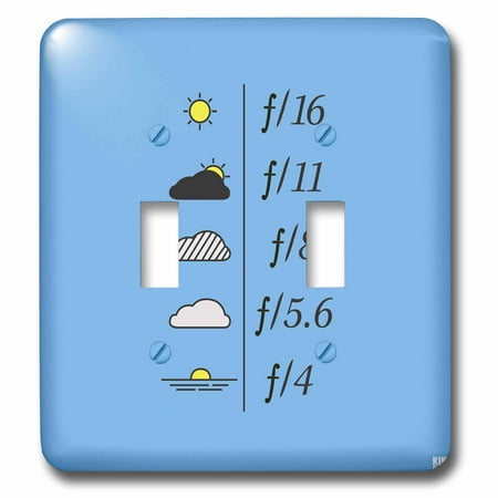 - 3dRose Daylight Exposure Guide and Light Metering Aperture Table - On light blue background - Double Toggle Switch (lsp_37763_2)