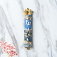 thumbnail image 6 of Matashi Hand Painted Mezuzah Gold Plated and Crystals (Blue Enamel Mezuzah Jerusalem City) Home Door Wall Decor Home Décor Jewish Holiday Housewarming Present House Blessing Gift for Holiday Festival, 6 of 7