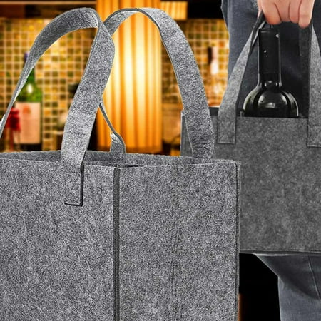 

Wine Handbag Felt Red Wine Bag Felt Multi-bottle Wine Bag 6 Bottle Wine Pouch Reusable Gift Bags for Home Party Festival Travel (Grey)