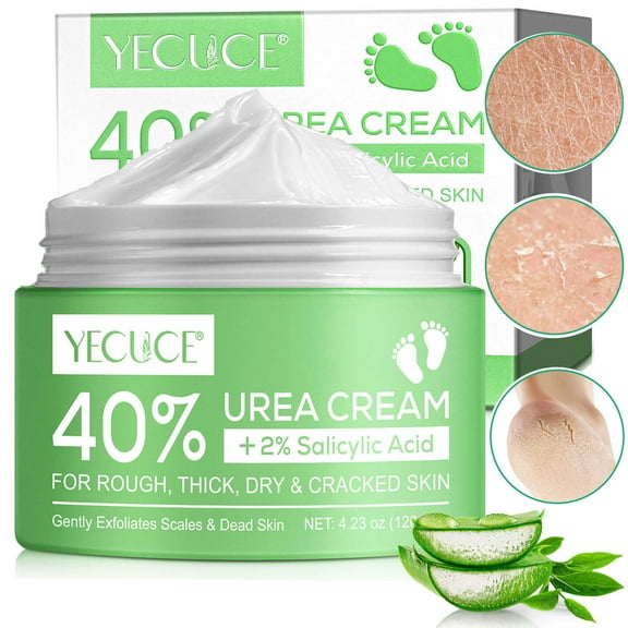 40% Urea Cream 2% Salicylic Acid (4.23oz/120g), Foot Cream Hand Lotion for Rough Dry Cracked Skin - Callus Dead Skin Remover - Tea Tree & Aloe Vera