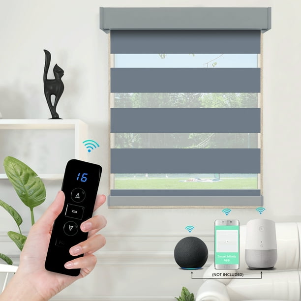 MING CHEN Motorized Zebra Blinds, Remote Control Day and Night Roller