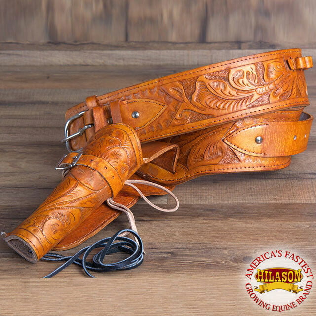 HILASON Western Double Hand Gun Holster Rig 44/45 Caliber Leather