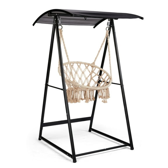 Ktaxon Hammock Chair Stand , Hammock Bed for Patio with Adjustable Roof,  Easy Set-up, Stand and Roof, Black