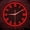 Red, variant on Roman Numeral LED Illuminated Wall Clock for Office Home Contemporary Aesthetic Accent Metal Frame Glowing Neon Light Wall Clock