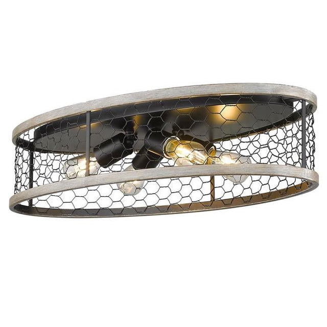 Golden Lighting 3171-FM24 BLK-CW 24 in. Bailey 4 Light Matte Black Flush Mount Ceiling Light