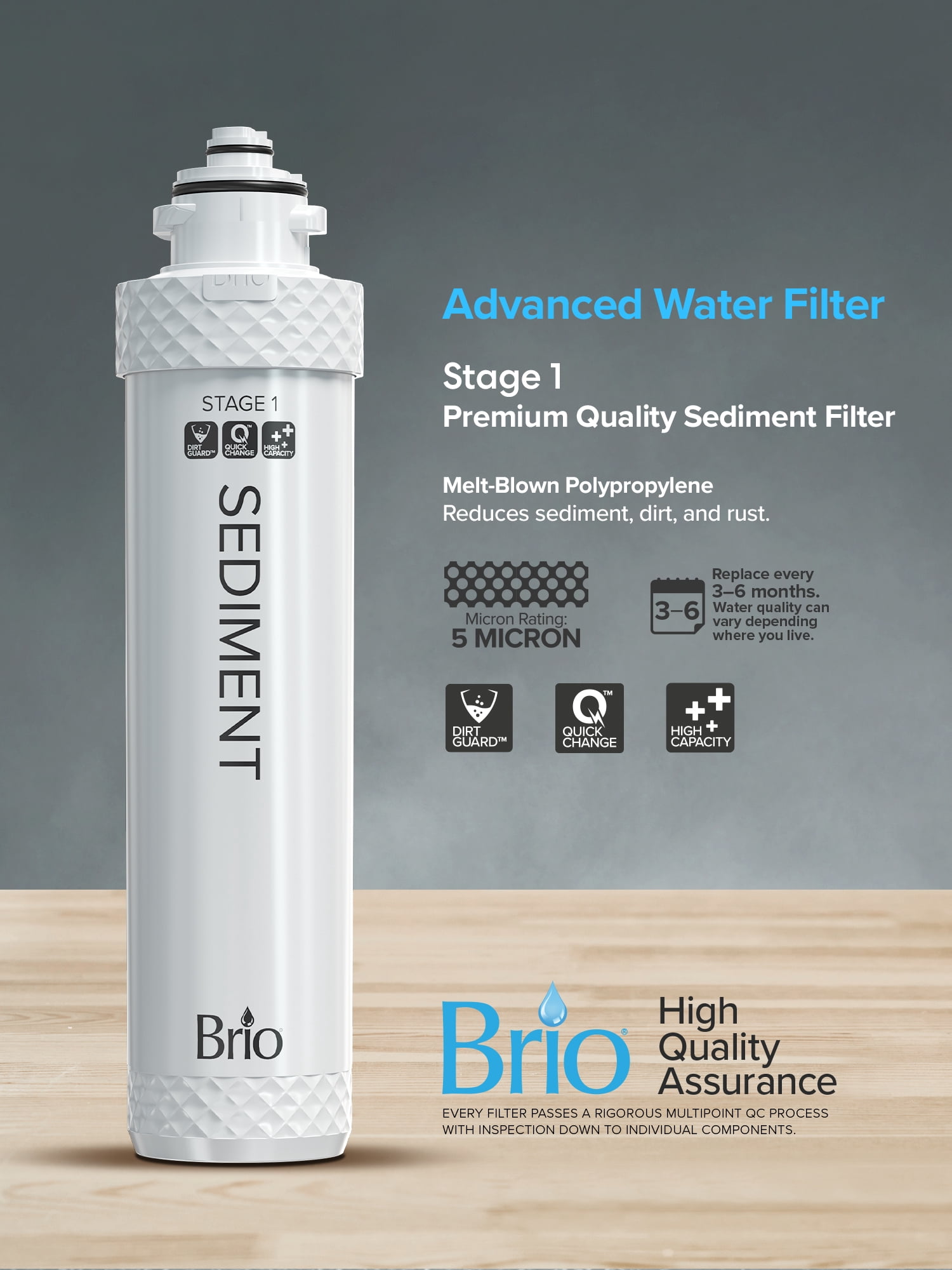Brio Stage-1 Melt-Blown Polypropylene Sediment Replacement Water Cooler Filter Piece Count 1
