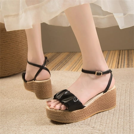 

MIARHB Fashion Spring And Summer Thick Bottom Wedge Heel Women Sandals Buckle Strap Platform Casual New women s shoes