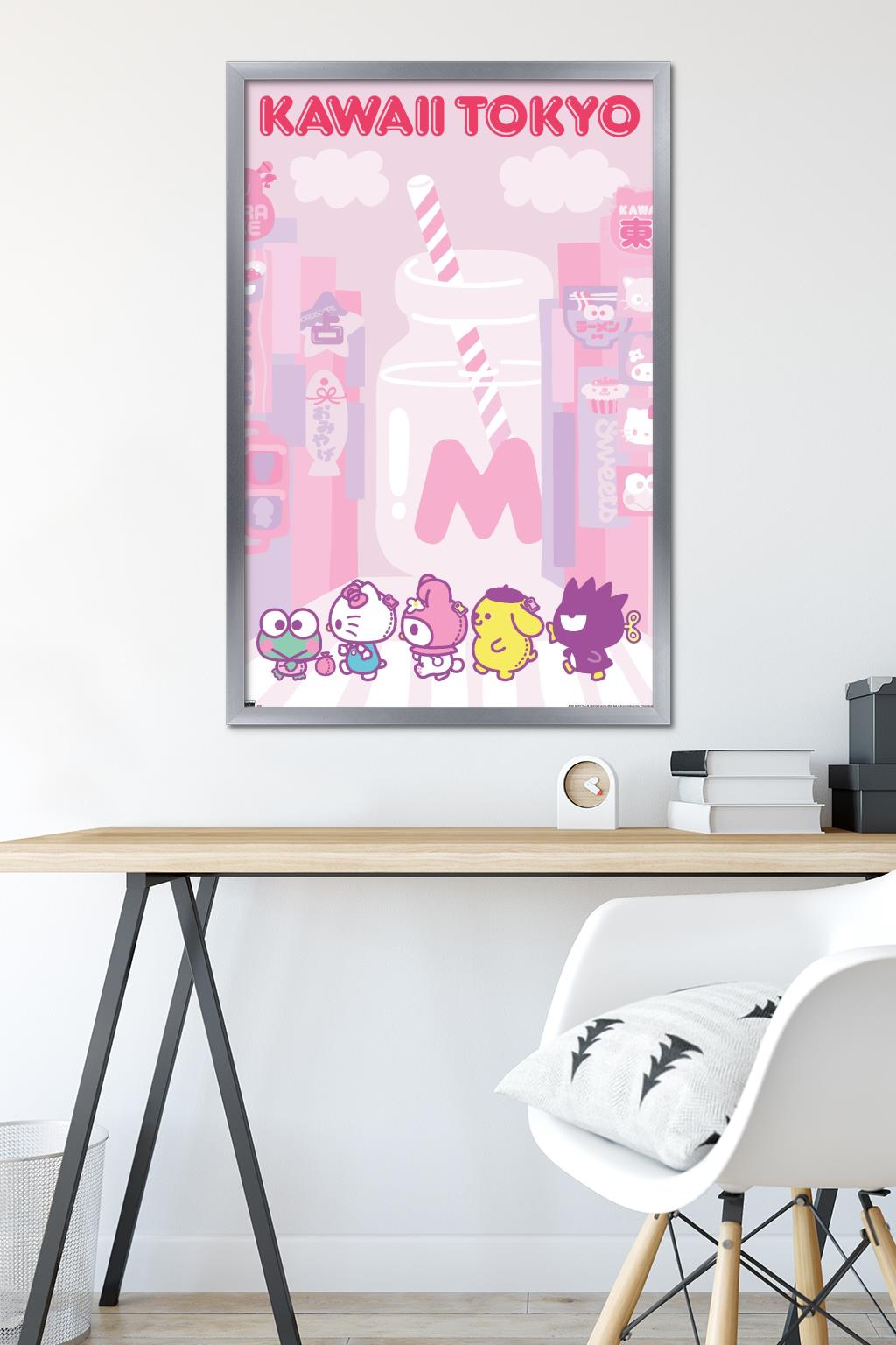 Hello Kitty and Friends - Kawaii Tokyo Wall Poster, 22.375" x 34" Framed