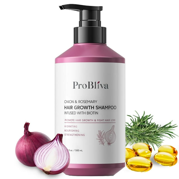 Champú para el crecimiento del cabello de cebolla y romero: Champú con infusión de biotina para la pérdida y adelgazamiento del cabello - Promueve un cabello más sano, más grueso y más fuerte para muj