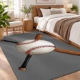 Baseball Area Rug 3'x5', Sports Gray Background Cartoon Soft Mat Non ...