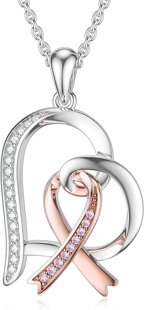 SOULMEET Heart Pendant Breast Cancer Awareness 925 Sterling Silver