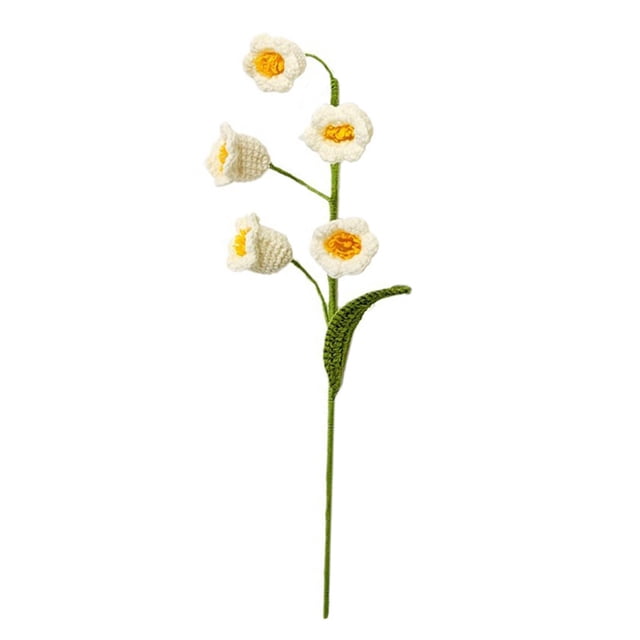 Campana de ganchillo hecha a mano con tallo de alambre, hilo de tejer, adorno floral, decoración para el Día de la Madre, cumpleaños, Navidad, regalo para mamá, maestra y niña.