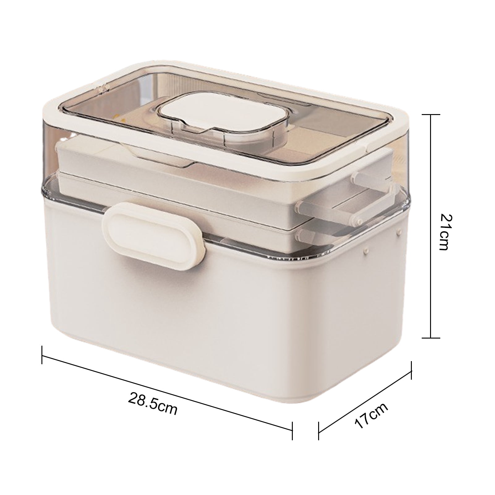 OIUR 3-Tier Portable Medicine Storage Box Large Capacity Dustproof Transparent Visual Design Multipurpose Pill Organizer