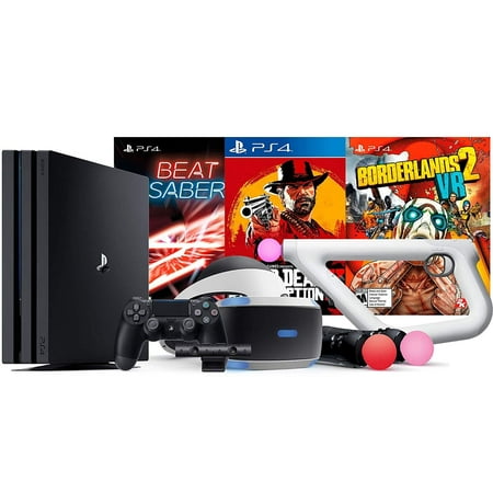 Playstation 4 Borderlands 2 VR and Beat Saber Pro Enhanced Bundle: Borderlands 2 VR, Beat Saber, Red Dead Redemption 2 and Playstation 4 PRO 4K HDR 1TB Gaming Console -
