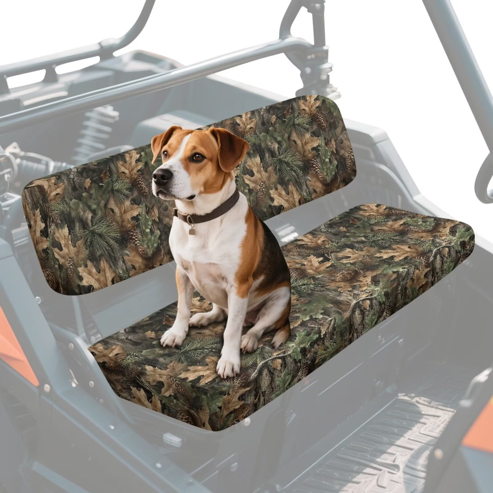 XYZCANDO Green Camo Hunting Seat Cover for UTV 2 Pieces Full Back UTV Seat Covers Compatible with Kawasaki Mule 3000 All-Season Protection Seats Accessory Parts Washable