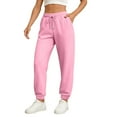 thumbnail image 2 of Fall Pants for Women 2025 Athletic Cuffed Joggers with Pockets Comfy Fashion Baggy Lightweight Lounge Pants Drawstring Sweatpants Pink XXL, 2 of 5