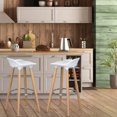 thumbnail image 3 of Taburete de Bar Ajustable FurnitureR Juego de 2 Sillas Altura Ajustable Blanco Moderno, 3 of 5