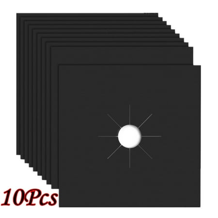 Black Self Cleaning Range - Mosunx 10Pcs Reusable Gas Range Stove Top Burner Protector Liner Cover For Cleaning