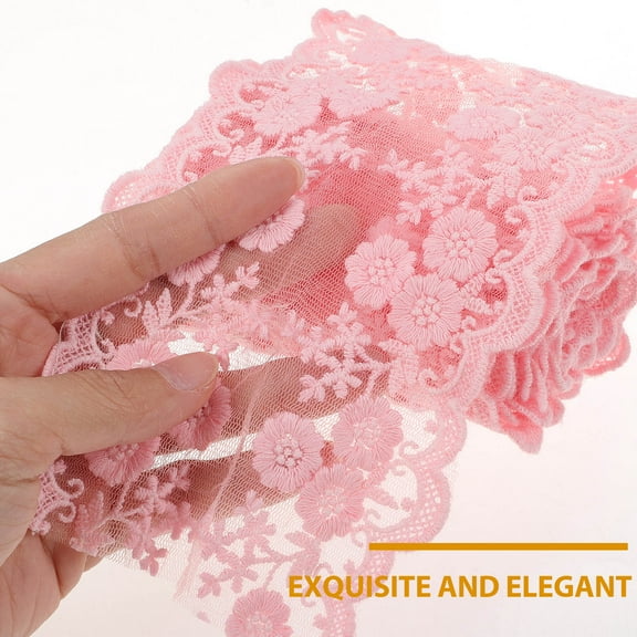 SOPOTUTU Pink Lace Trim for Decor Premium Cloth Decorative Ribbon for Craft Making 10 Yards