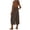 Brown-pants, variant on Women's Loose Fit Sleeveless Jumpsuits Stretchy Long Pant Romper Trendy Solid Color Softy Comfort Backless Jumpsuits with Adjustable Spaghetti Strap